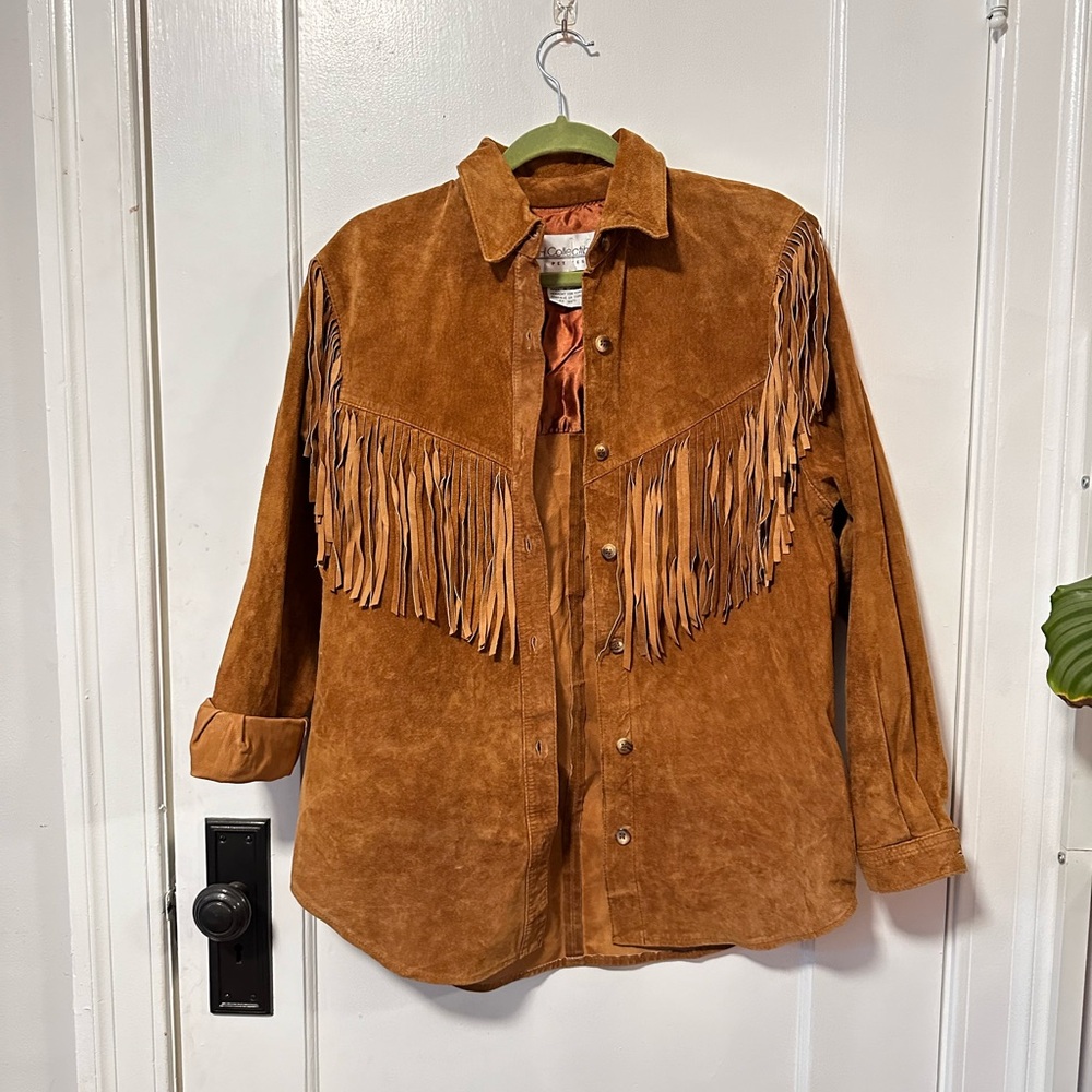 Amazing vintage suede fringe shirt jacket
